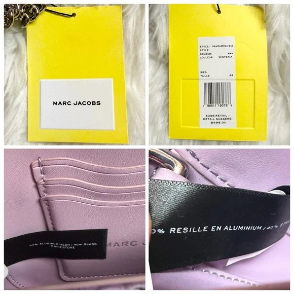 New! MARC JACOBS The Rhinestone J Marc Logo Crystal Shoulder Bag in Wisteria - Picture 13 of 13